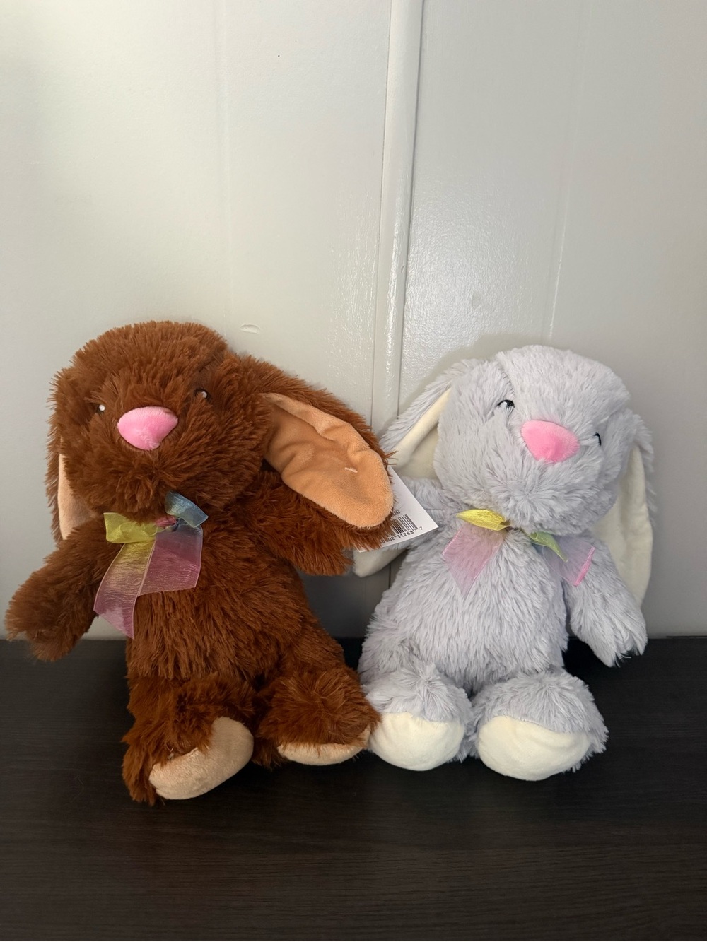 2 pcs Plush Bunny Stuffed Animal - Brown and Gray Soft Toy